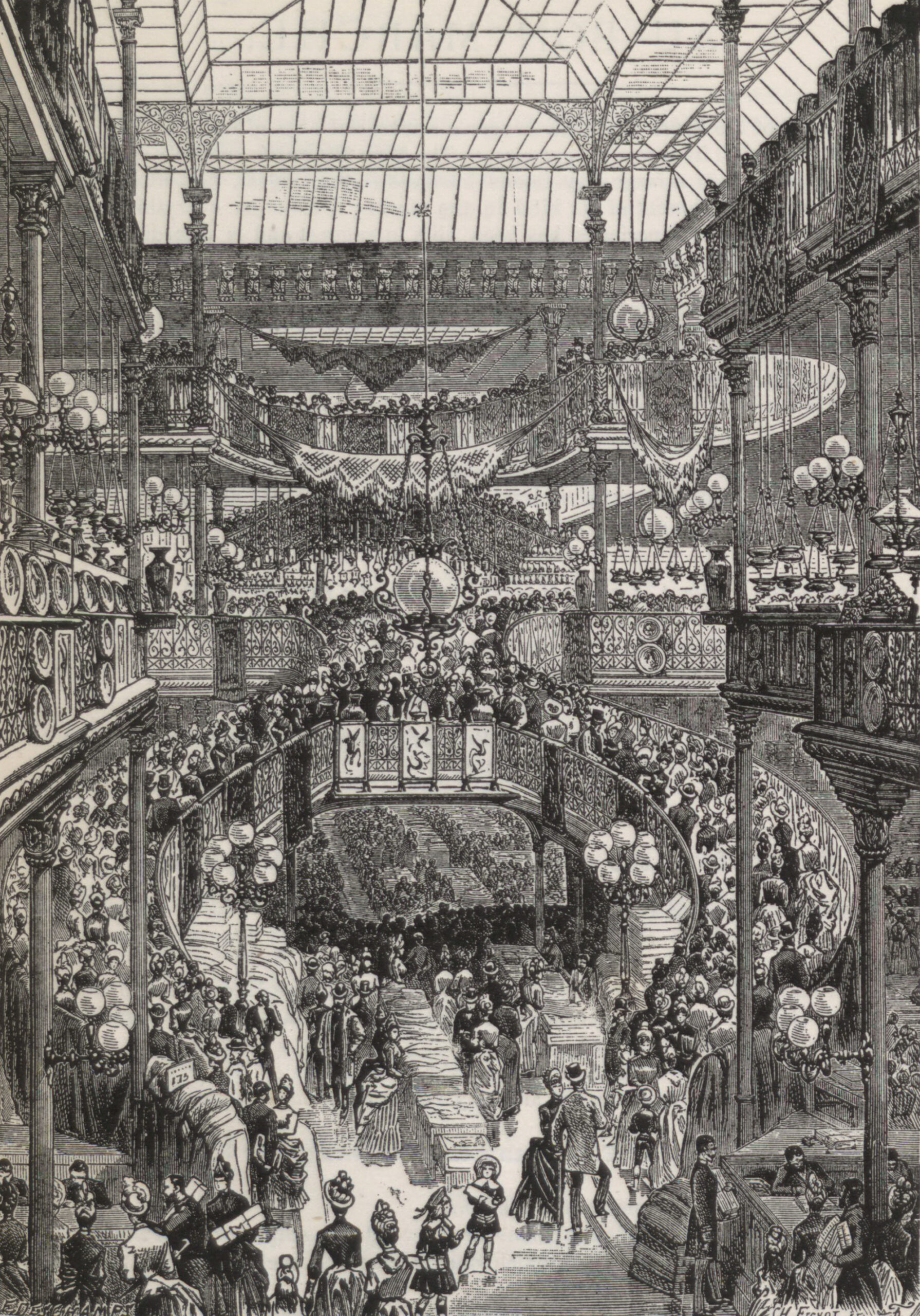 Au Bon Marché, Paris, Haupttreppenhaus und Atrium, 1892 (c) Wiki Commons