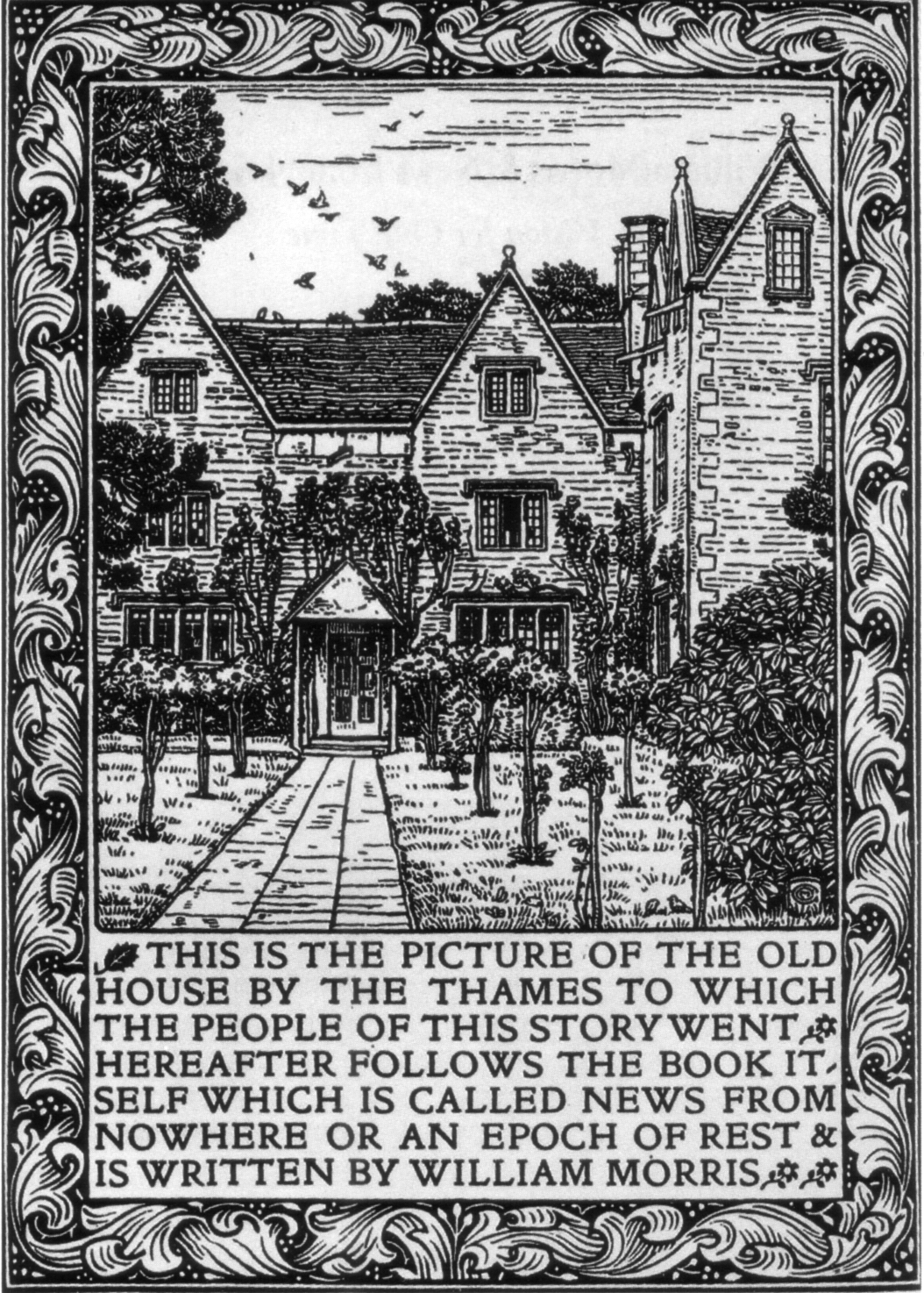 William Morris, News from Nowhere, 1890, Roman und Buchgestaltung (c) Wiki Commons