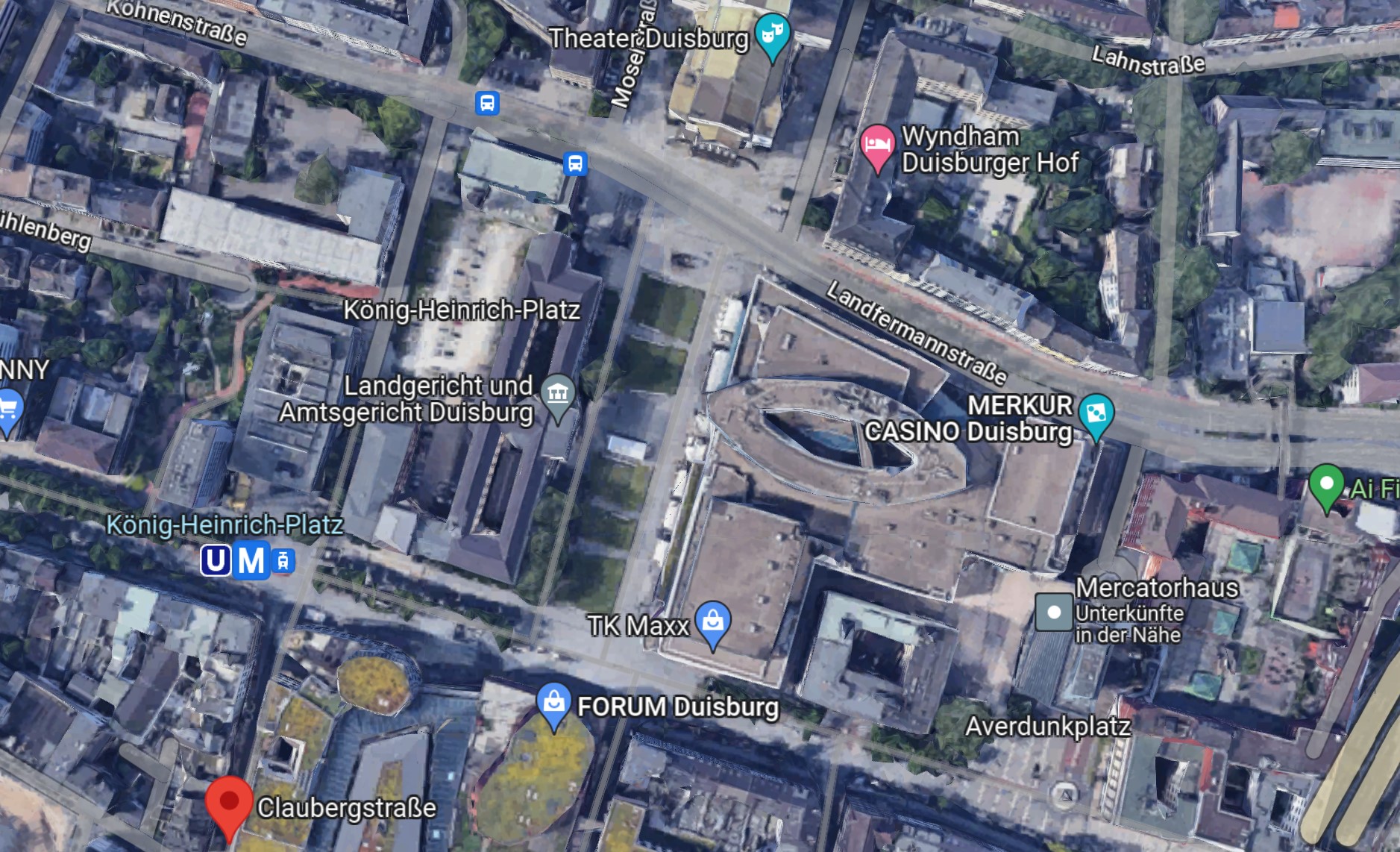 100 Tage Kaufhaus, Lageplan Forum (c) Google