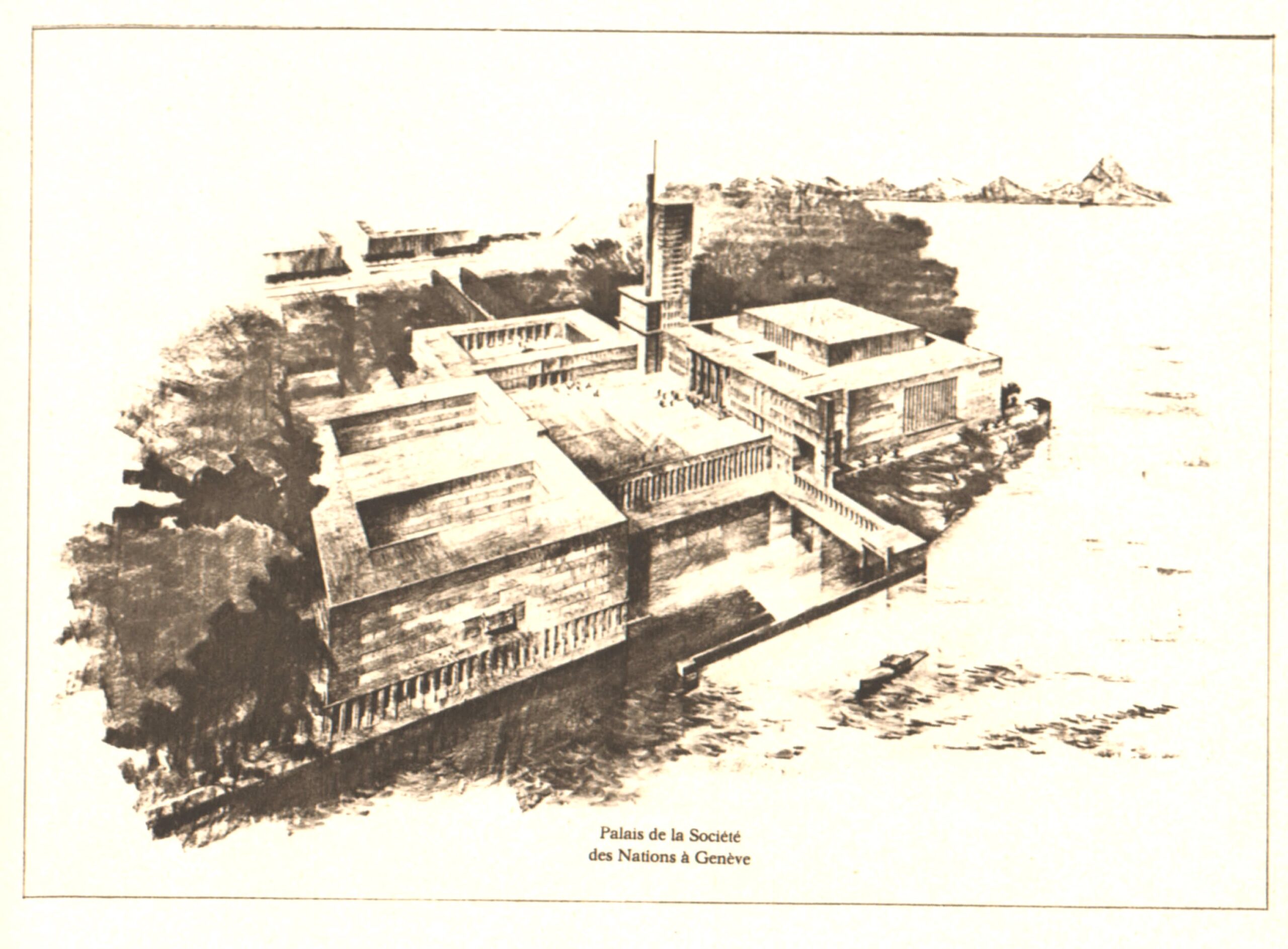 Emil Fahrenkamp, Wettbewerbsbeitrag zum Völkerbundpalast in Genf, 1926 (c) SdN, UNO