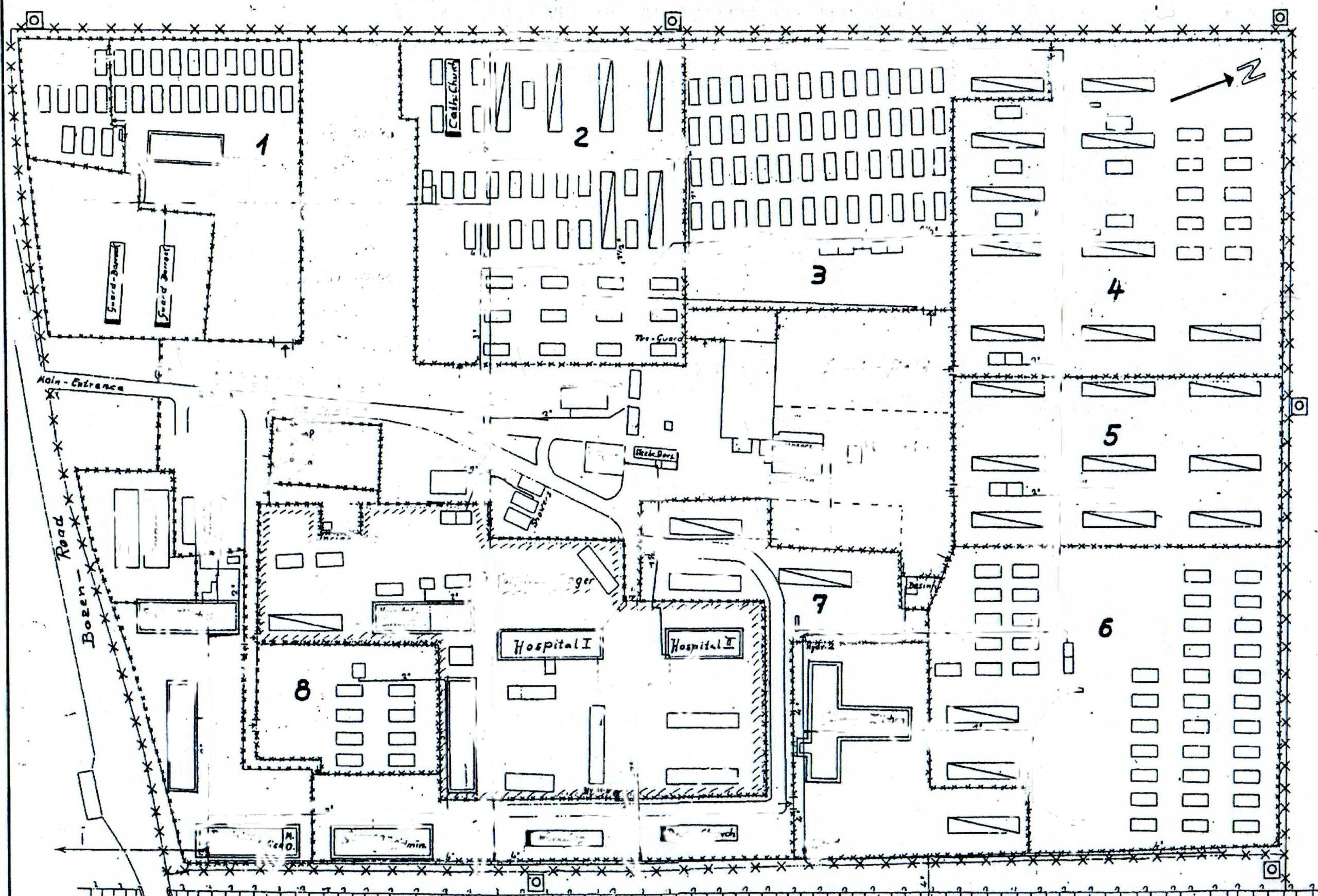 Internierungslager Recklinghausen, zeitgen. Grundriss-Skizze (c) Wiki Commons