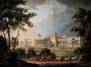 Projektierte Gartenfassade des Schlosses Esterházy (Ölgemälde von Albert Christoph Dies, 1812) (c) Wiki Commons