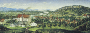 Fabriksgelände von Jenny und Schindler, Kennelbach, 1850 (c) vol.at