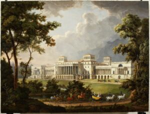 Charles de Moreau, Gartenfassade des Schlosses Esterházy in Eisenstadt, Ölgemälde von Albert Christoph Dies, 1812 © Wiki Commons