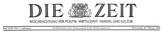 Carl Otto Czeschka, Titelzeile von "Die Zeit", Hamburg 1946