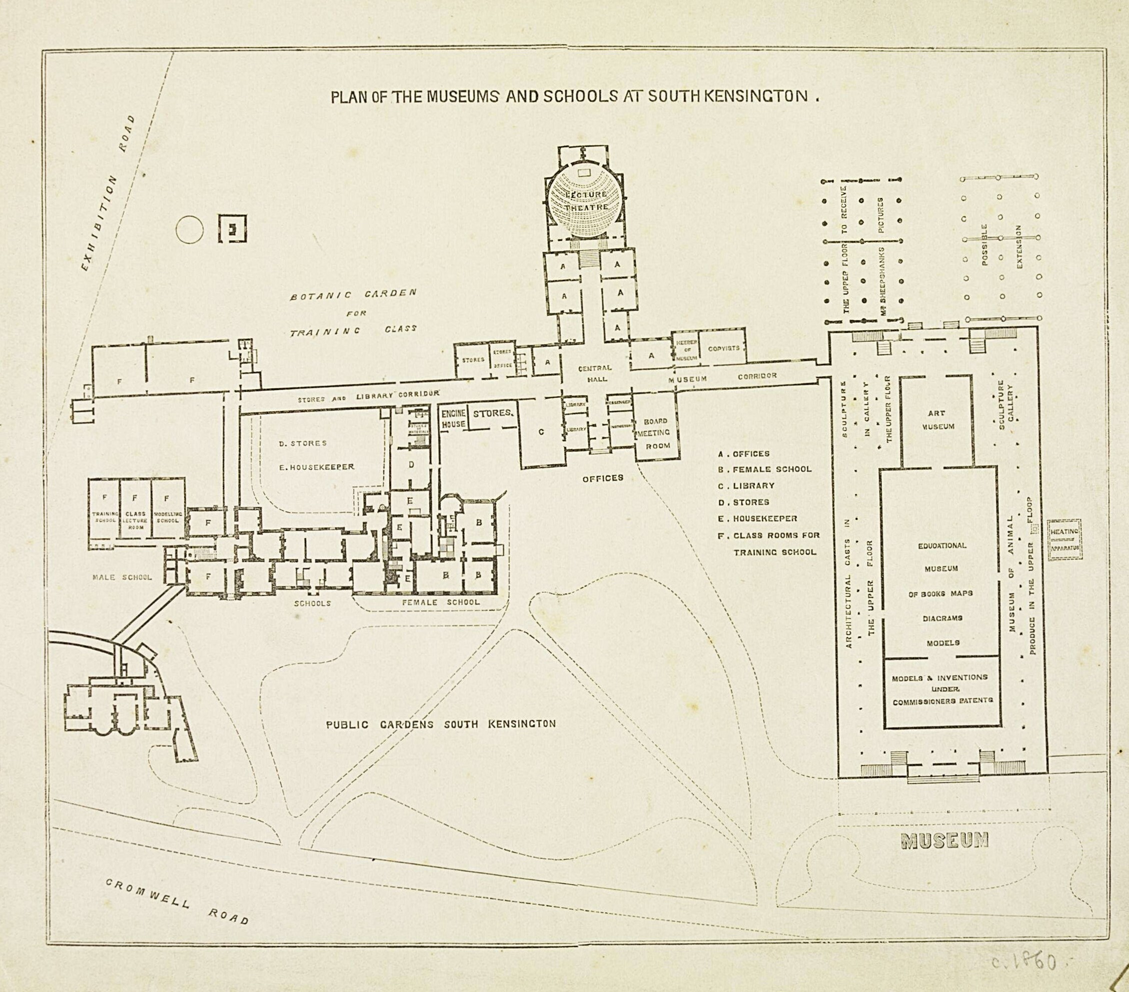 Plan of the Museum and Schools at South Kensington, Lithografie, 1857 © V&A Museum