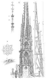 E. E. Viollet-le-Duc, Konstruktion des Vierungsturms von Notre-Dame de Paris, 1844-64