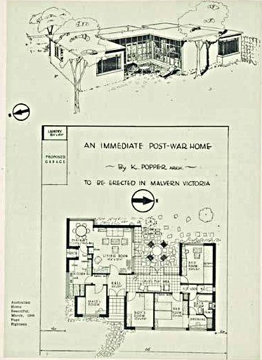 Fritz Janeba, Wohnhausentwurf, Home Beautiful Australia, December 1949 © Warrandyte, RMIT Design Archives