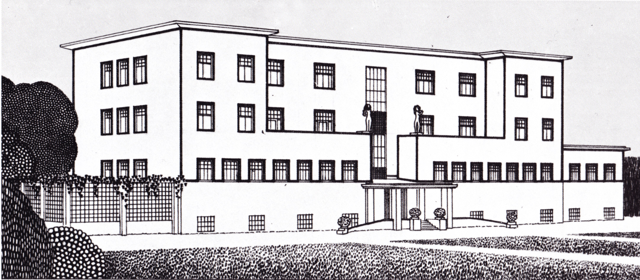 Josef Hoffmann und Wiener Werkstätte, Sanatorium für Viktor Zuckerkandl, Purkersdorf bei Wien, 1903/04, Entwurf