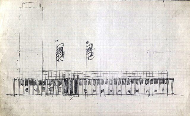 Josef Hoffmann, Projekt für das Rathaus in Adis Abeba, 1954/55 © MAK KI 23086-49