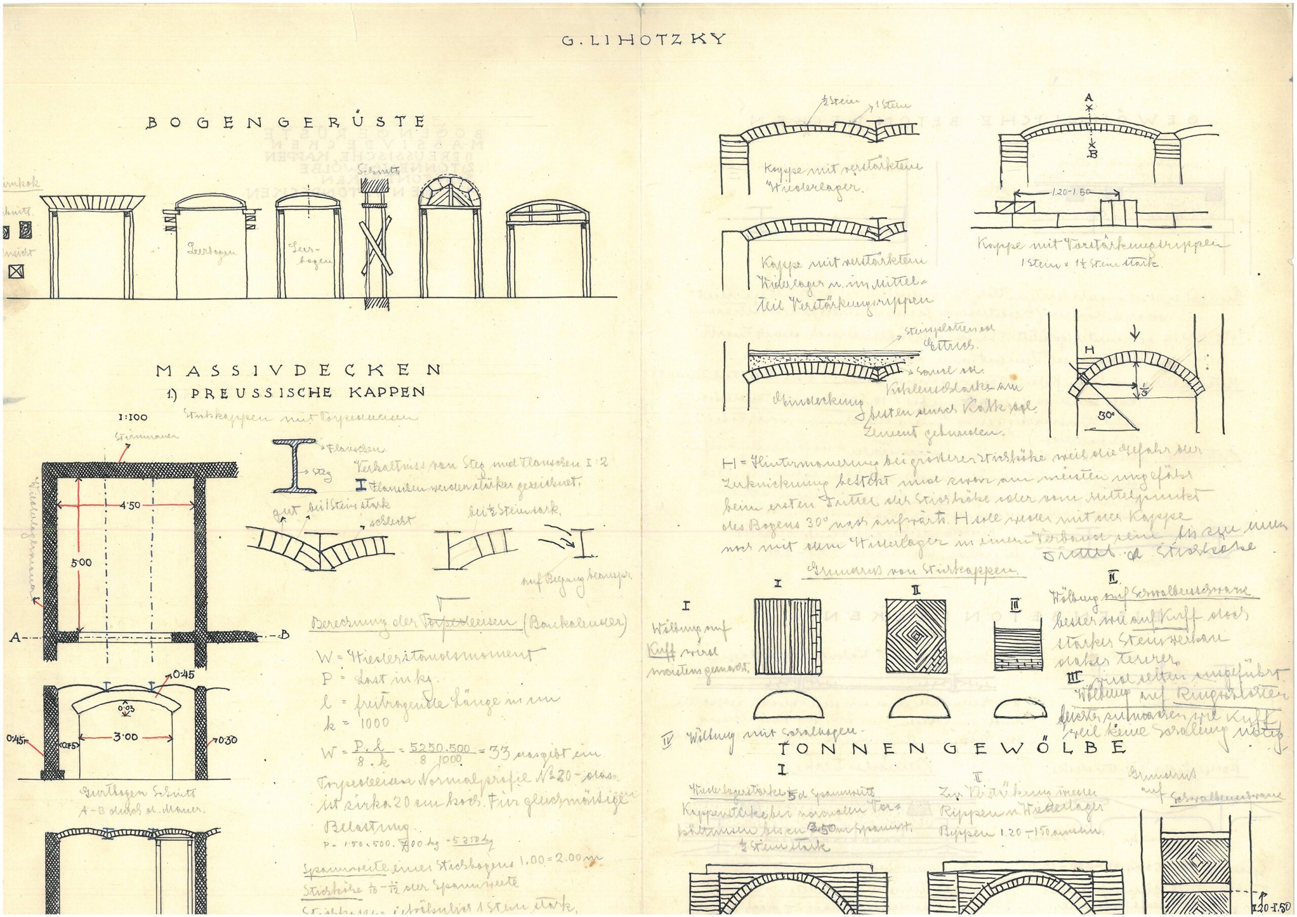 Margarete Lihotzky, Studienarbeit aus dem Fach Baukonstruktion bei heinrich Tessenow, 1916-128 © Sammlung der Univ.f.ang.Kunst Wien