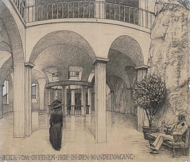 Oskar Strnad, Viktor Lurje, Kolonnade, Karlsbad, Wettbewerbsprojekt, 1909 © MAK KI 13.885