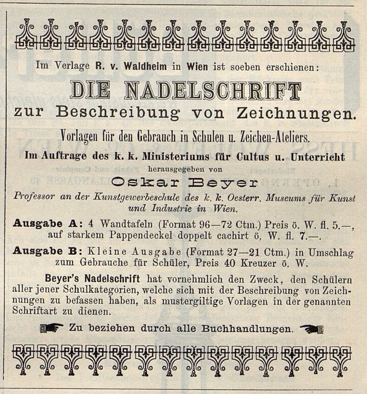 Oskar Beyder, Advertisement in the Öst. Monatsschrift für den allgem. Baudienst, Nr 6, p 49