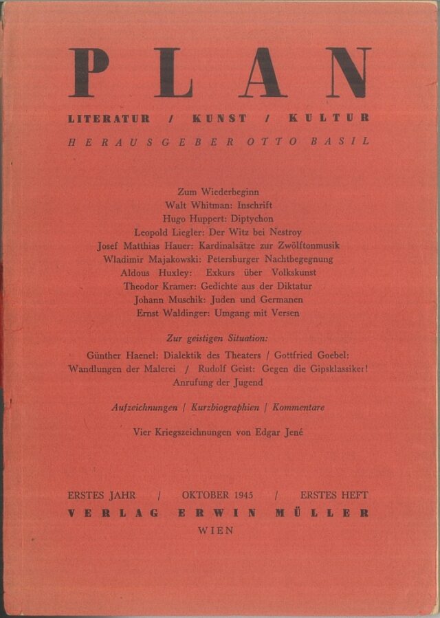 Otto Basil (Hg.), Edgar Jené, Der Plan, Wien, Oktober 1945 © ÖNB