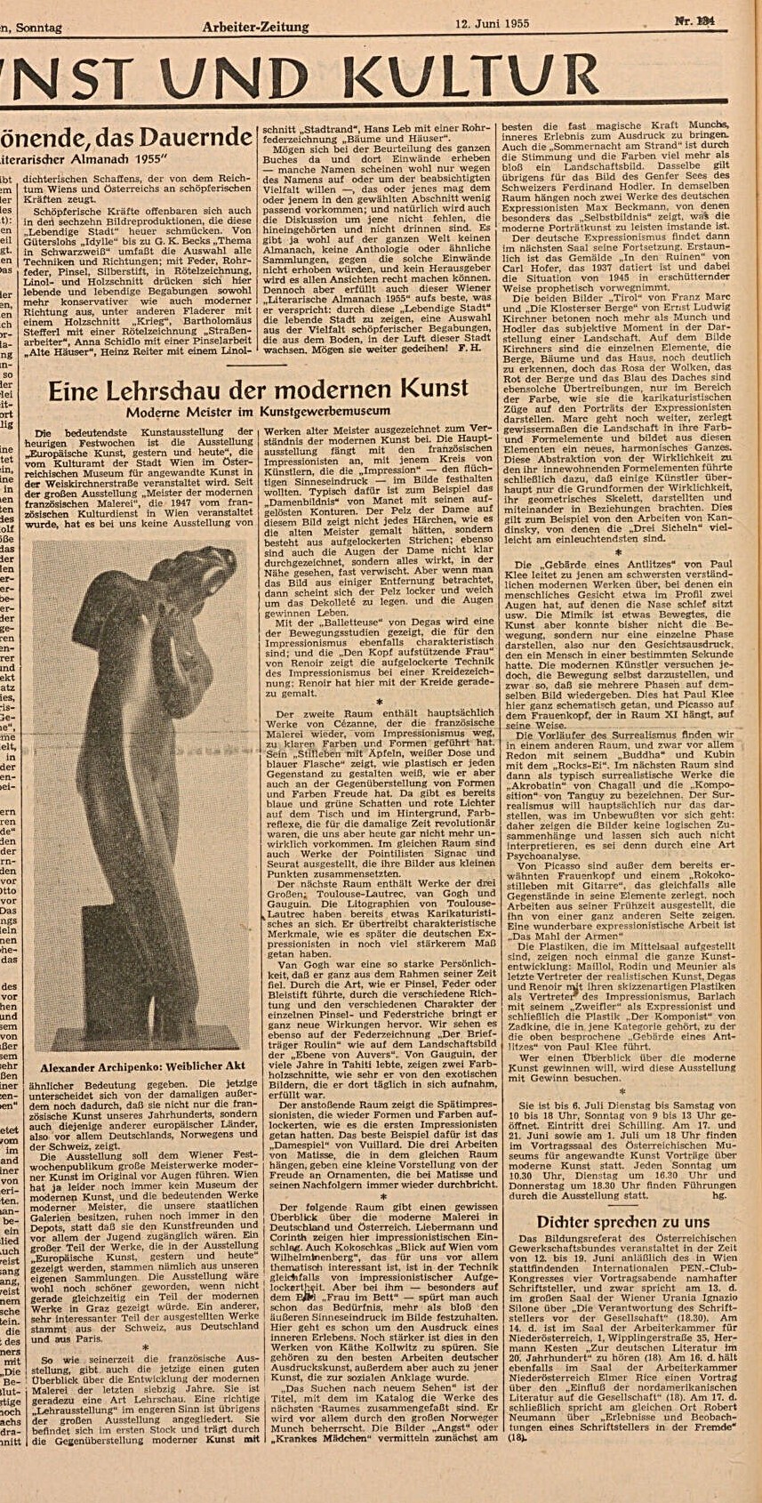 Arbeiterzeitung, 12. Juni 1955