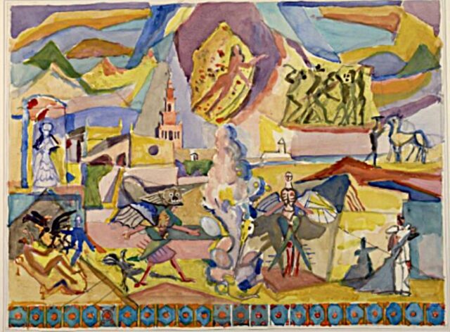 Herbert Boeckl, Entwurf für den Eisernen Vorhang der Wiener Staatsoper, 1954, Wien, Albertina, Inv. Nr. 32469