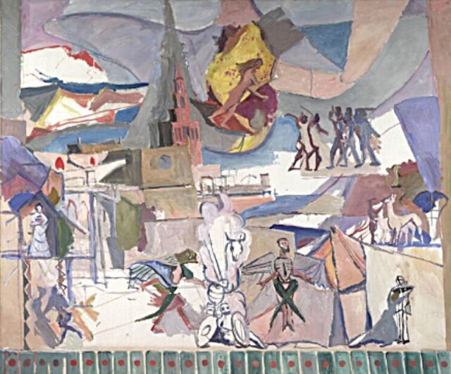 Herbert Boeckl, Skizzenhafter Entwurf für den Eisernen Vorhang der Wiener Staatsoper im Maßstab 1:10, 1954, Albertina, Wien, Inv. Nr. 32470