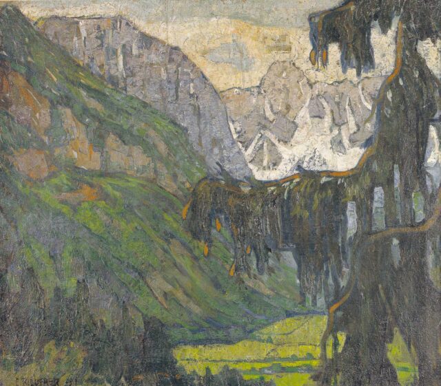 Ernst Riederer, Maria Rain gegen die Koschutta, 1919, Kunstsammlungen des Landes Kärnten