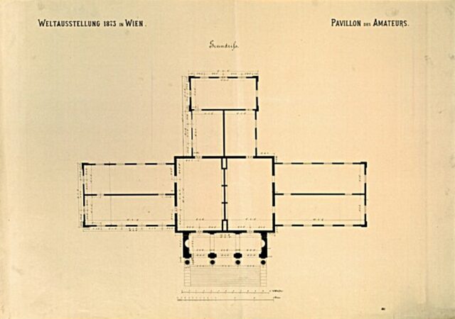 Carl von Hasenauer, Pavillon des amateurs, Grundriss, 1872, Albertina, Wien, Inv.-Nr. CHA 1114