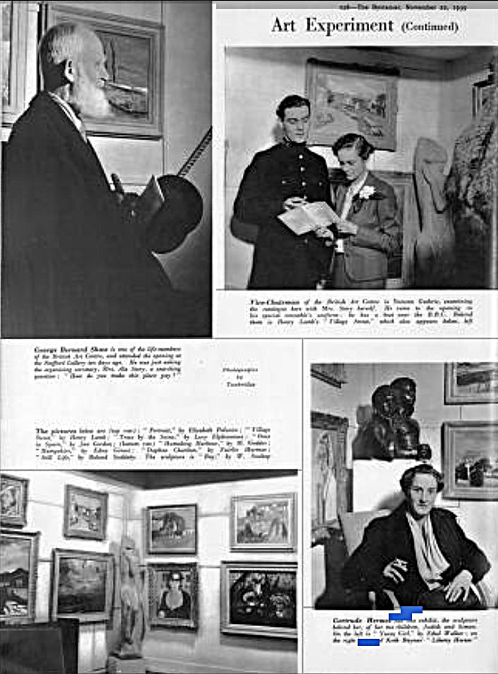 Bericht über Ala Story, George Bernhard Shaw und die Ausstellung des British Art Centre in der Stafford Gallery, The Bystander, 22.11.1939