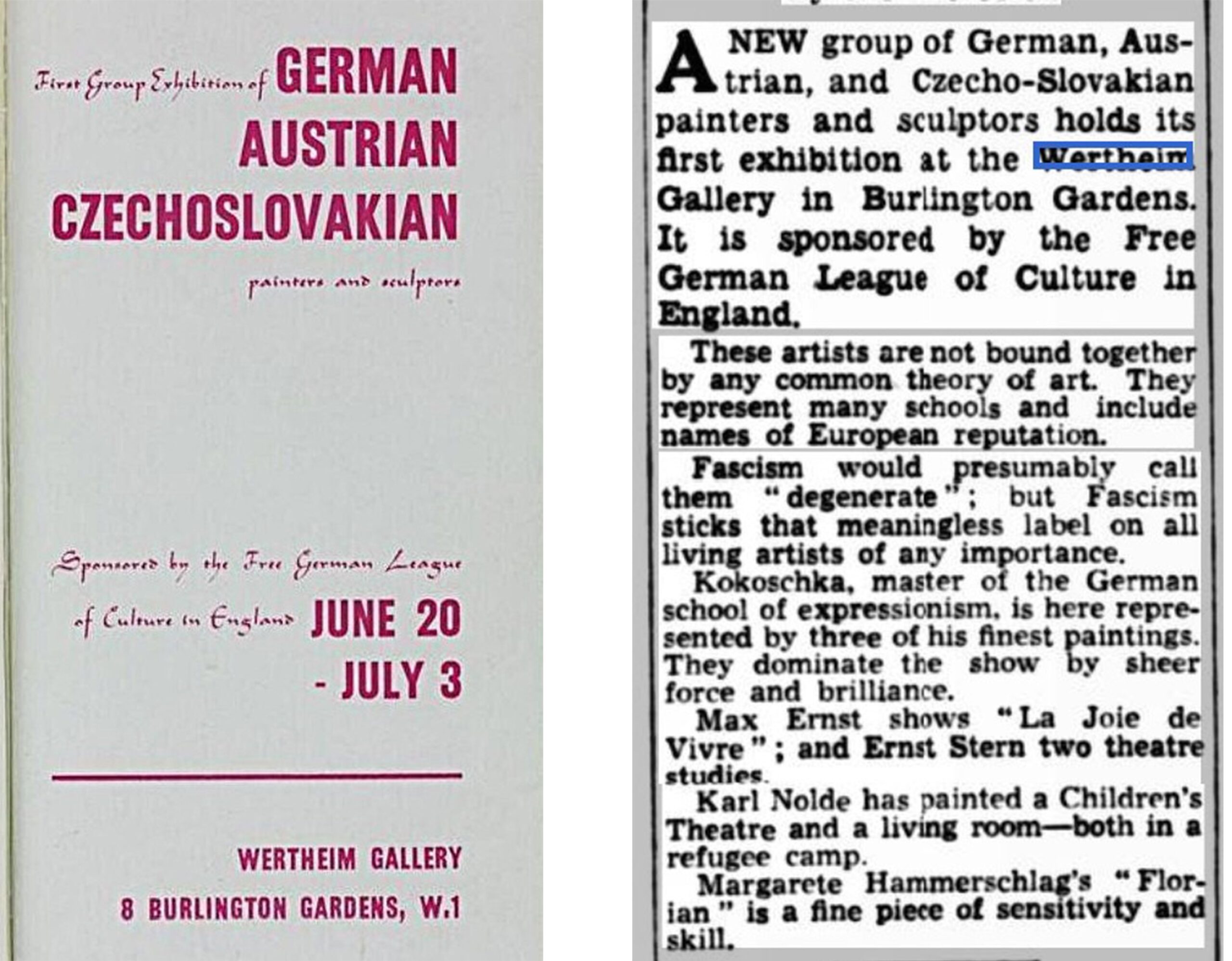 Ausstellung der Free German League, London 1939