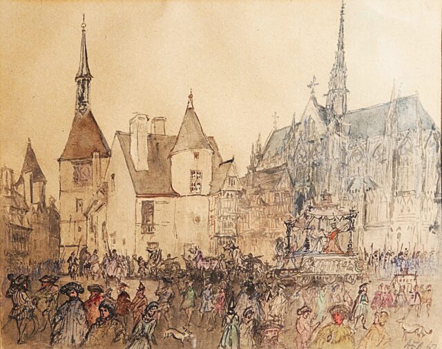 Albert Edward Richardson, Street scene in 17th Century France © Bonhams