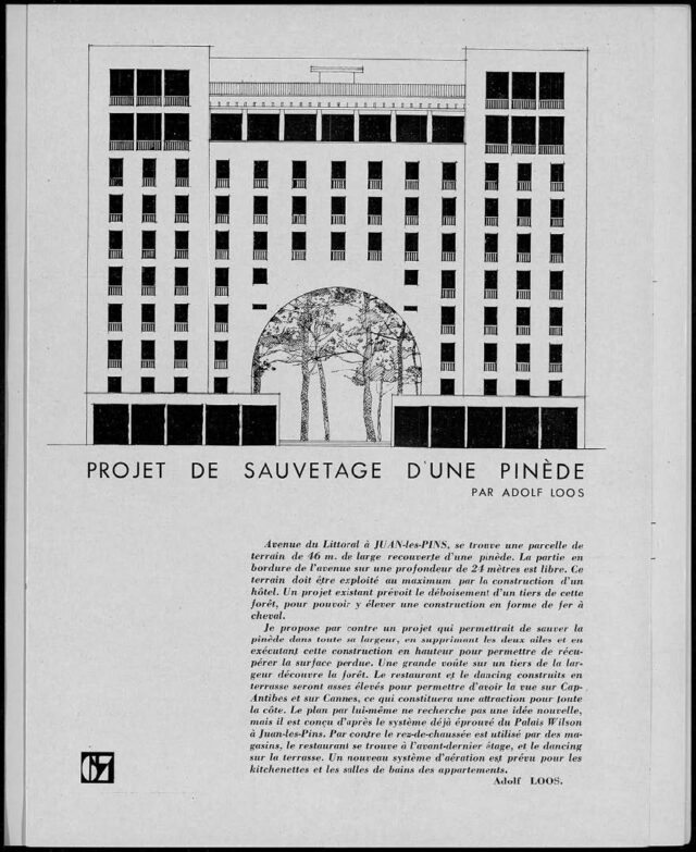 Adolf Loos, Hotelprojekt für die Côte d’Azur, 1931, L’Architecture d’Aujoud’hui